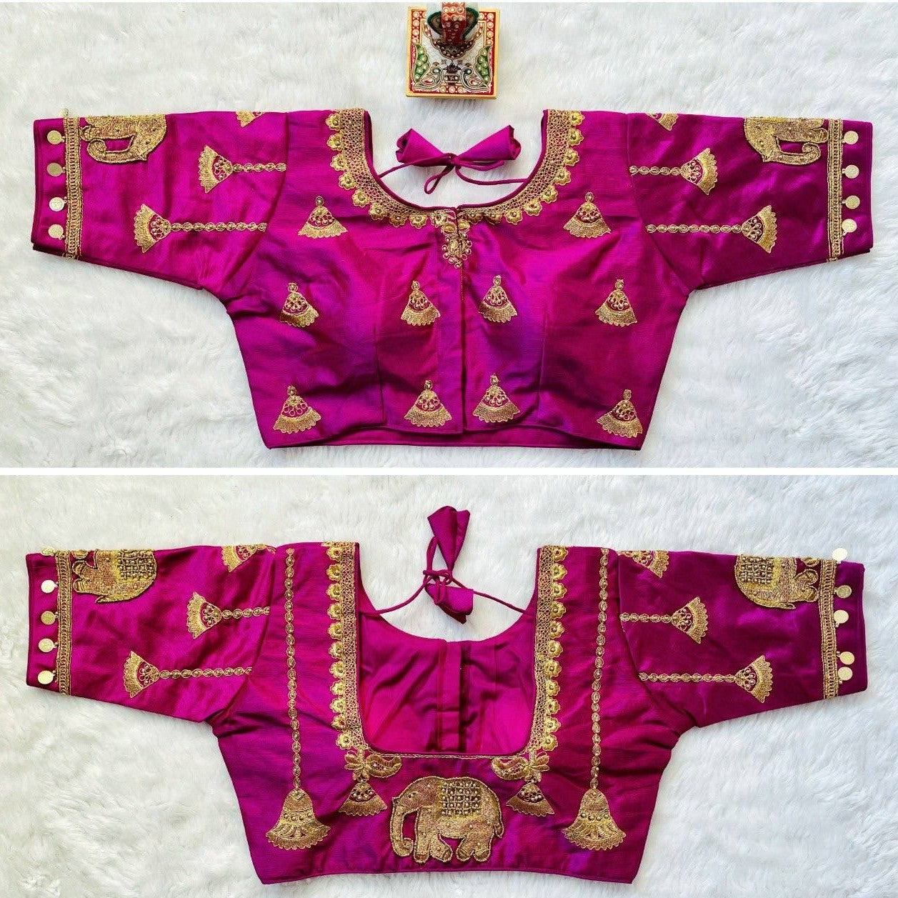 Embroidered Silk Blouse - Blue