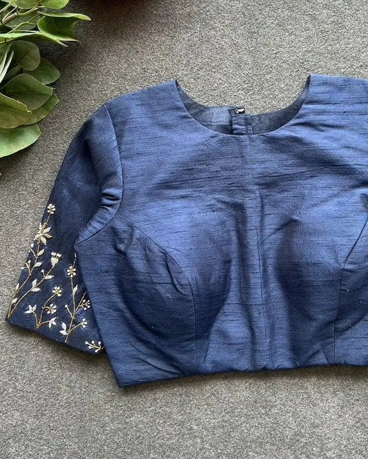 Silk blouse with handwork on sleeve