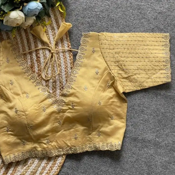 Silk Blouse with Goldthread Embroidery