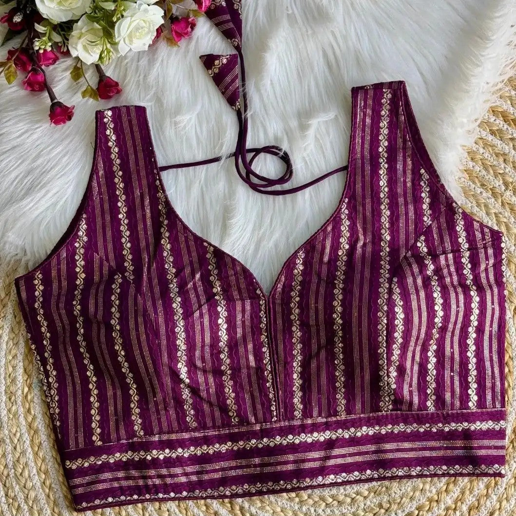 Banarasi Jacquard Blouse (Sleeves attached inside)