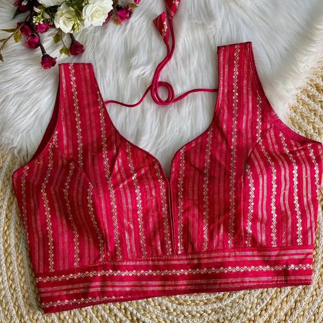 Banarasi Jacquard Blouse (Sleeves attached inside)