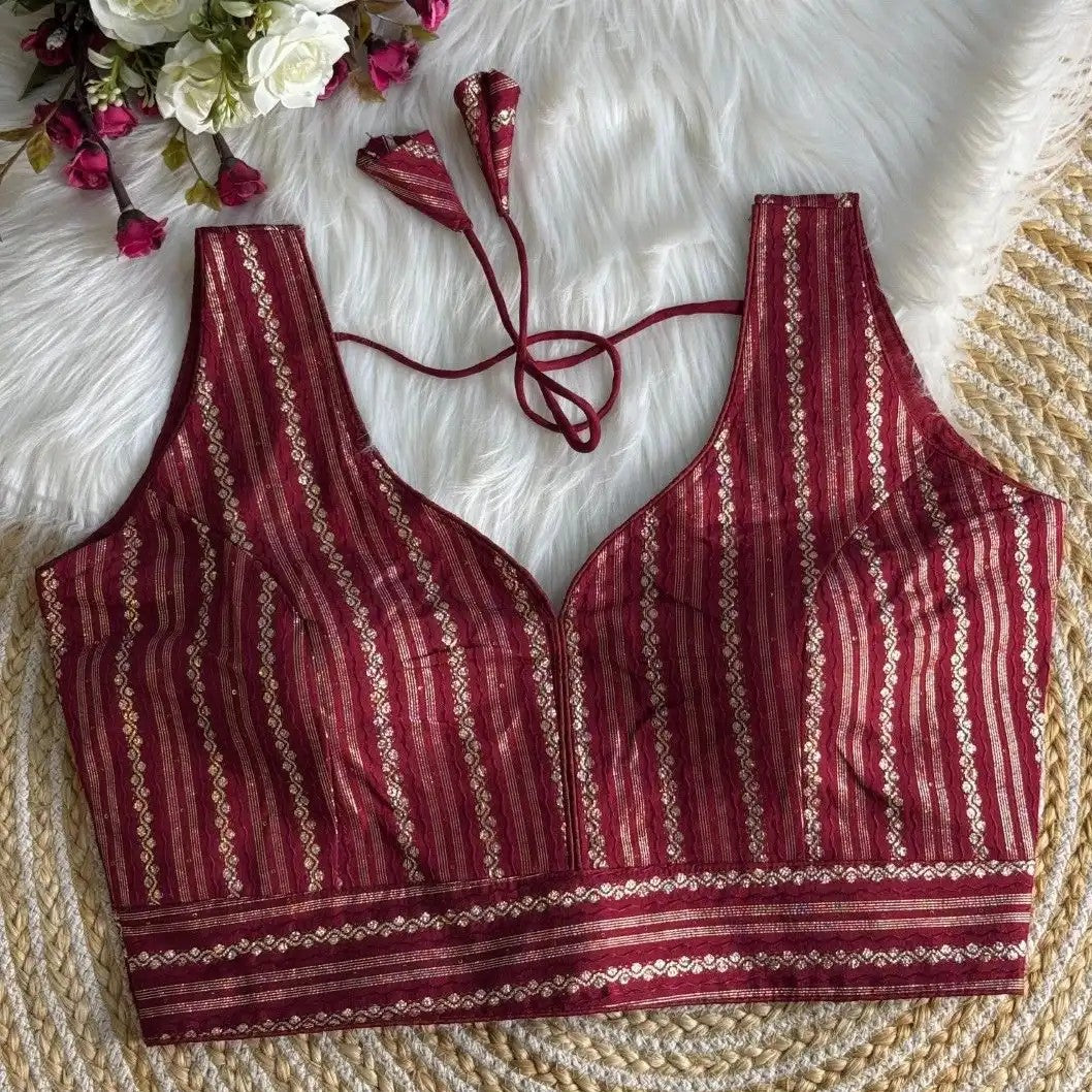 Banarasi Jacquard Blouse (Sleeves attached inside)