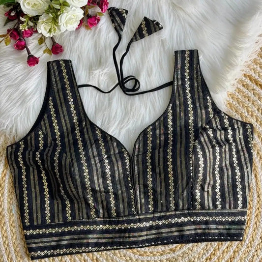 Banarasi Jacquard Blouse (Sleeves attached inside)