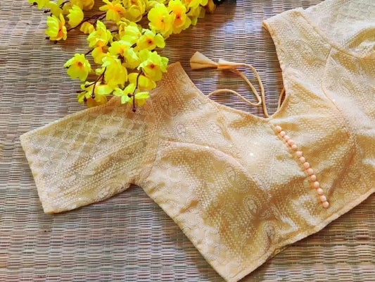 Georgette Chiffon Blouse with Chikankari work - Pastel shades