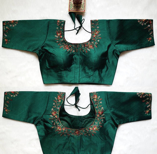 Silk Blouse with Multicolour Thread Embroidery