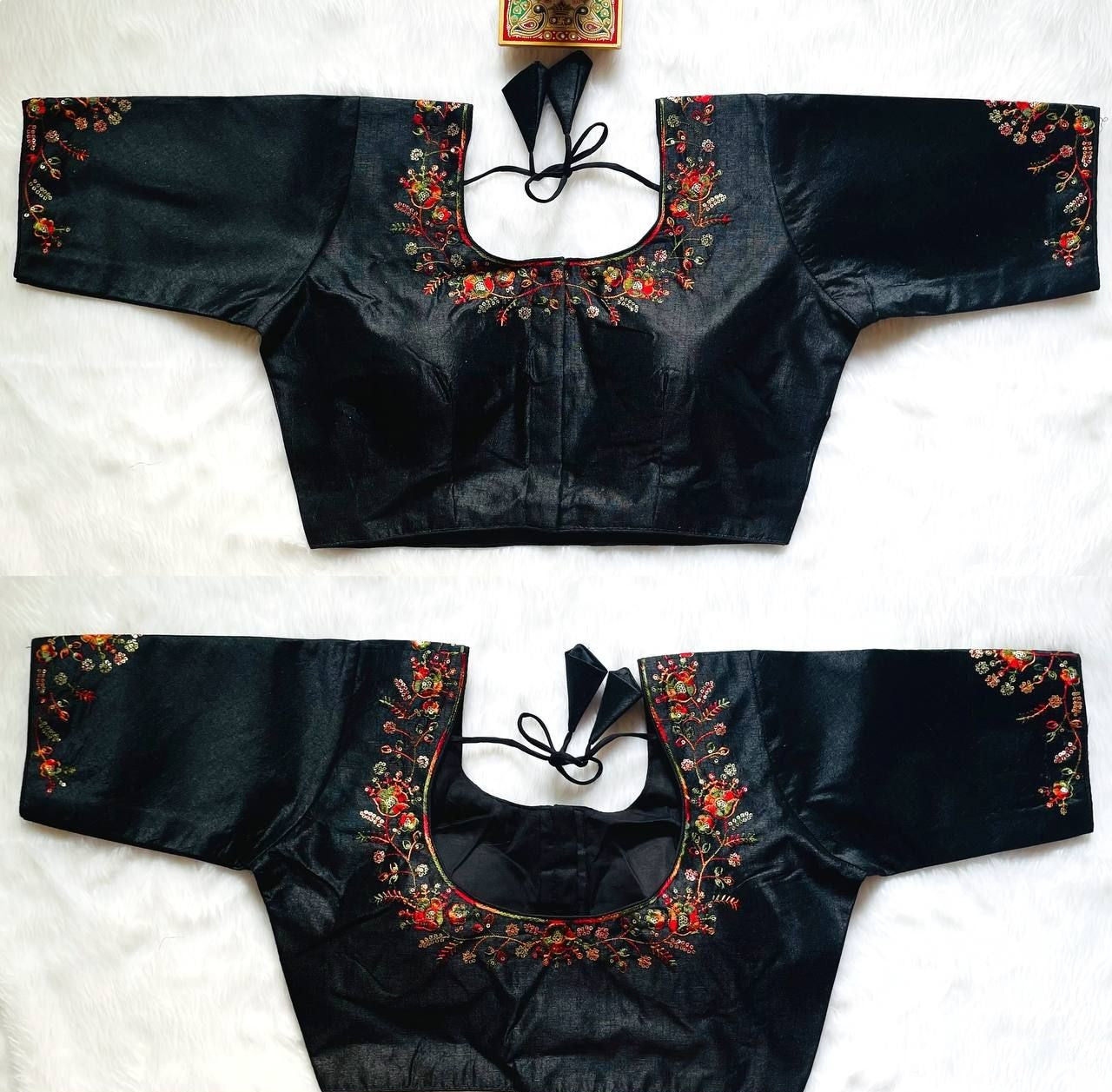 Silk Blouse with Multicolour Thread Embroidery