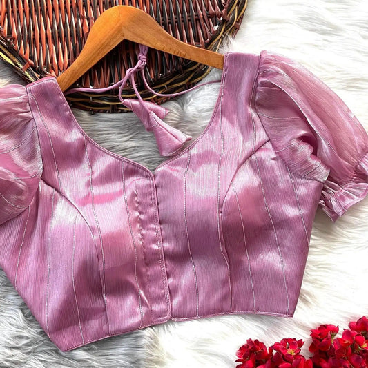 Jimmy Choo Satin Blouse with Puff Sleeves