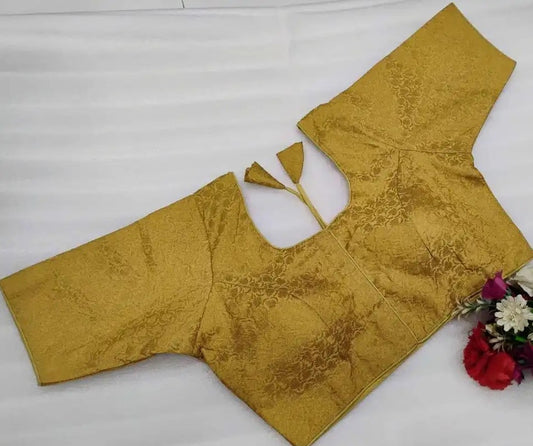 Gold Brocade Silk Blouse (XL)