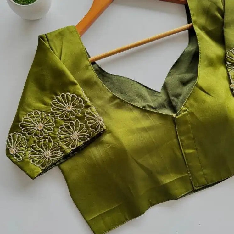 Silk blouse with handwork on sleeve