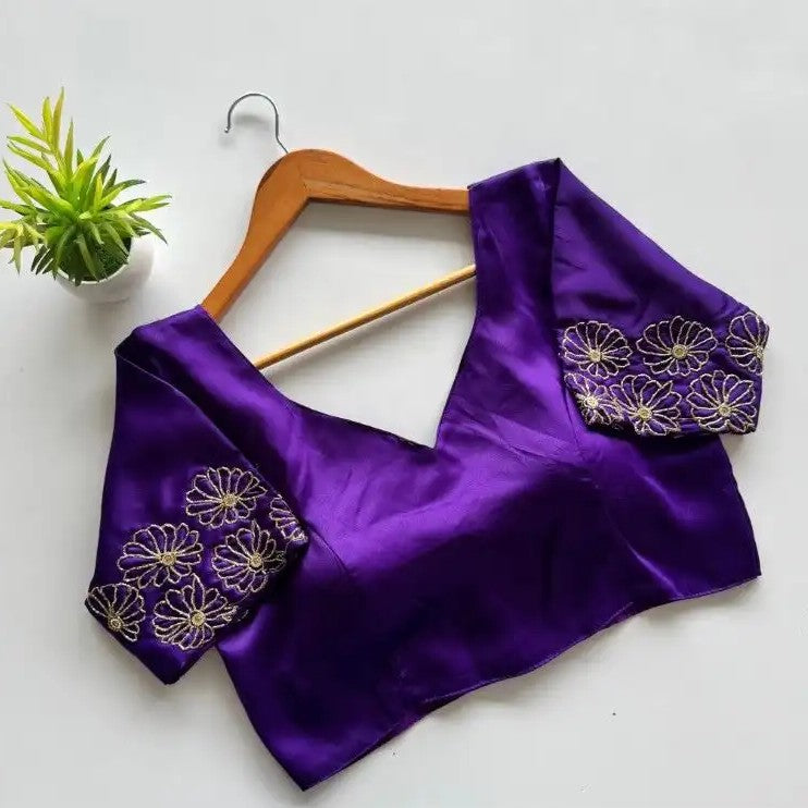 Silk blouse with handwork on sleeve