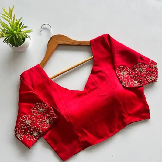 Silk blouse with handwork on sleeve