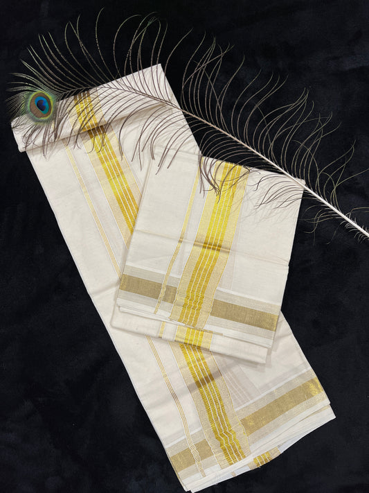 Set Mundu - Gold Kasavu