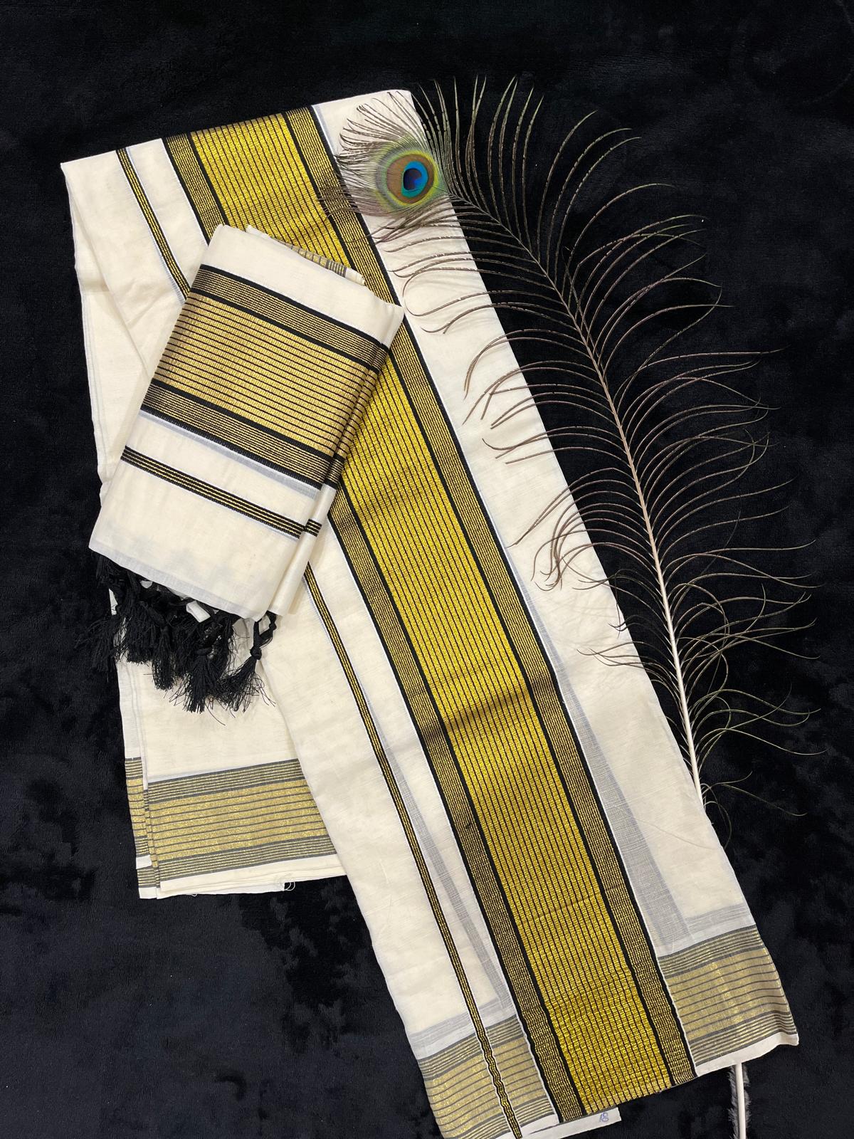 Set Mundu - Gold & Colour Border