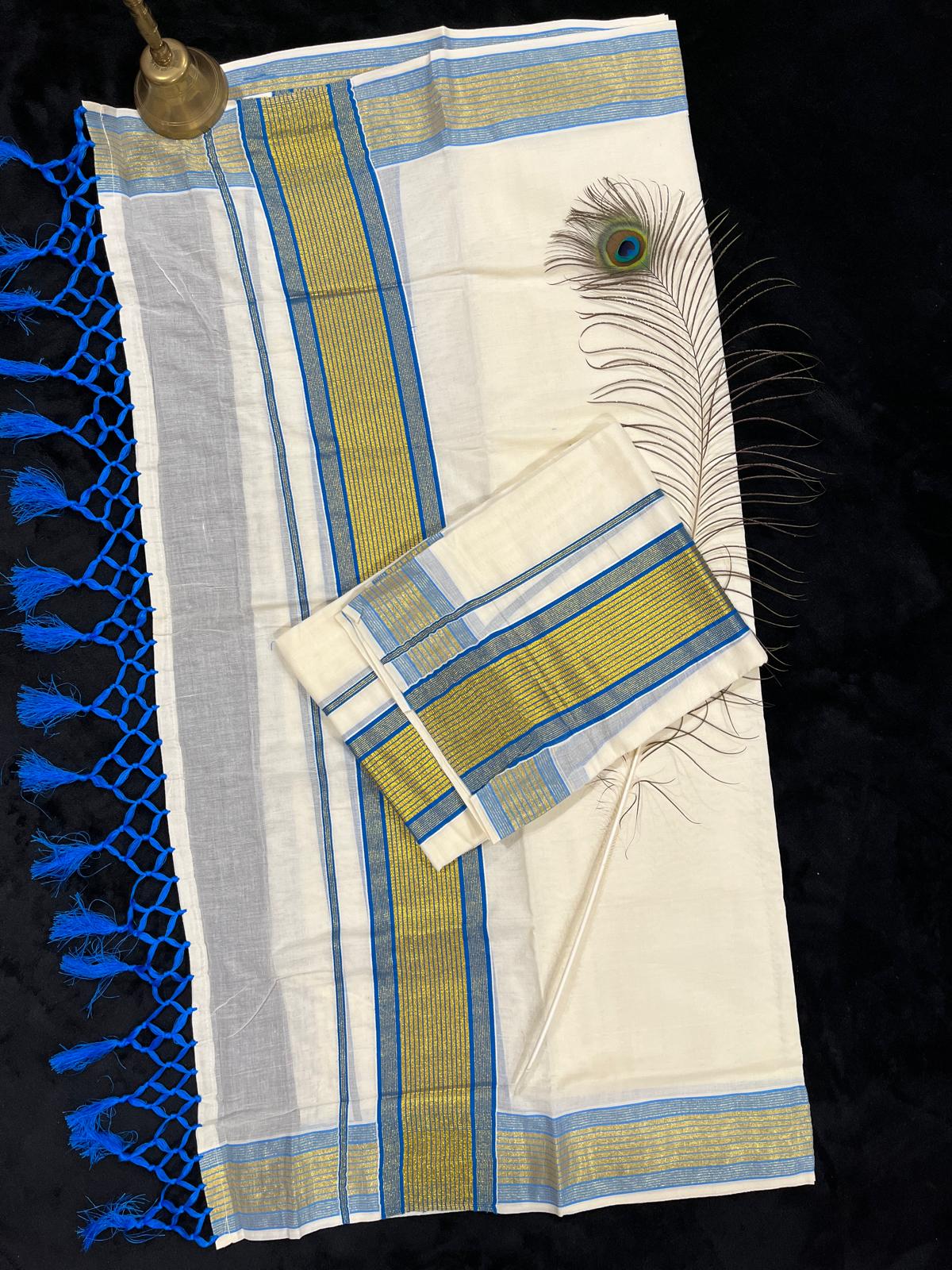 Set Mundu - Gold & Colour Border