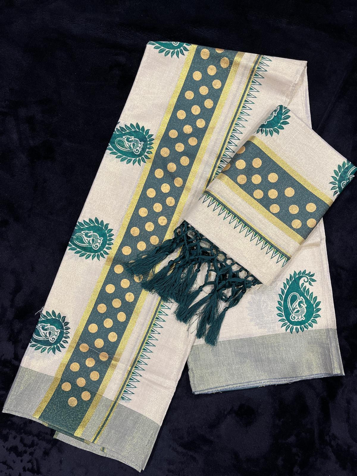 Set Mundu - Gold & Colour Design Border