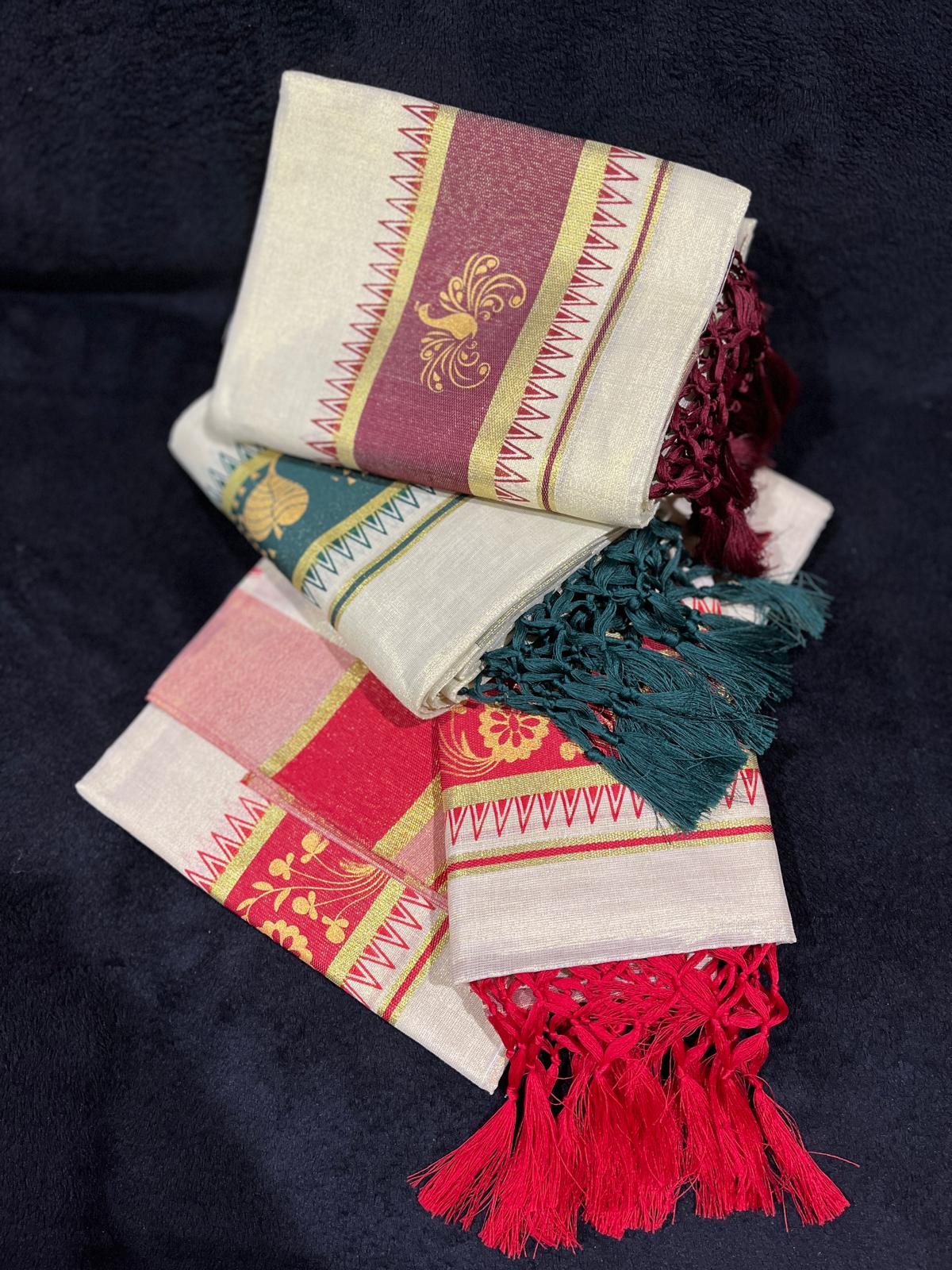 Set Mundu - Gold & Colour Design Border