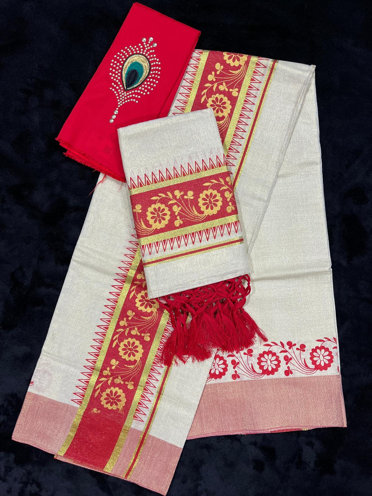 Set Mundu - Gold & Colour Design Border