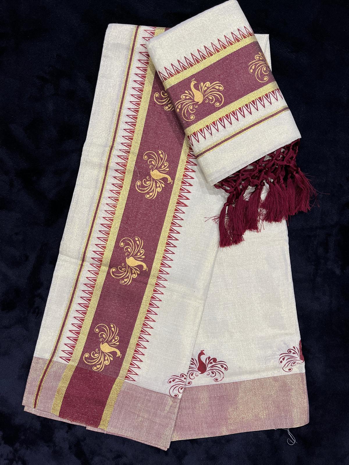 Set Mundu - Gold & Colour Design Border