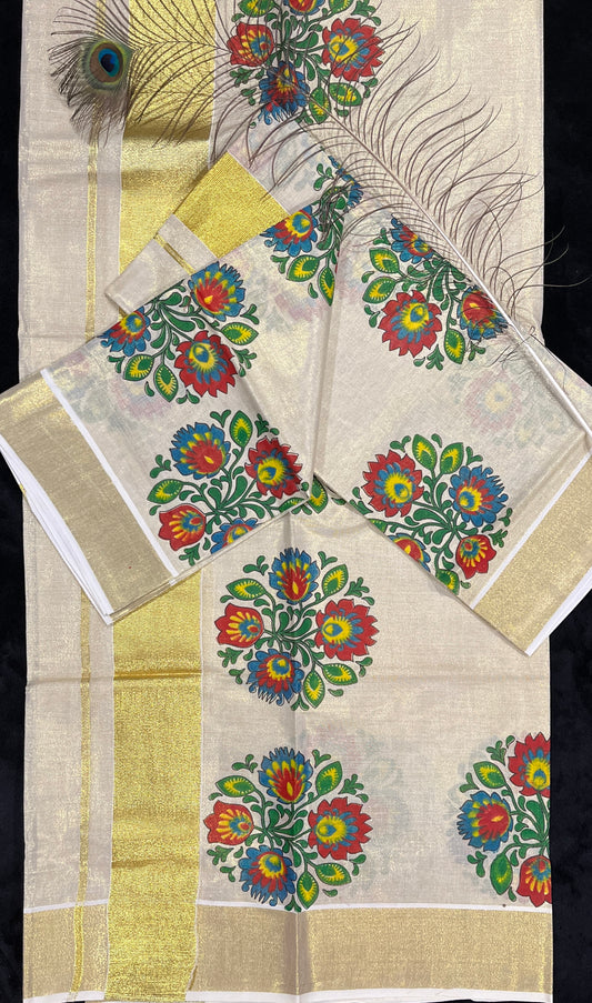 Set Mundu - Gold & Prints Border