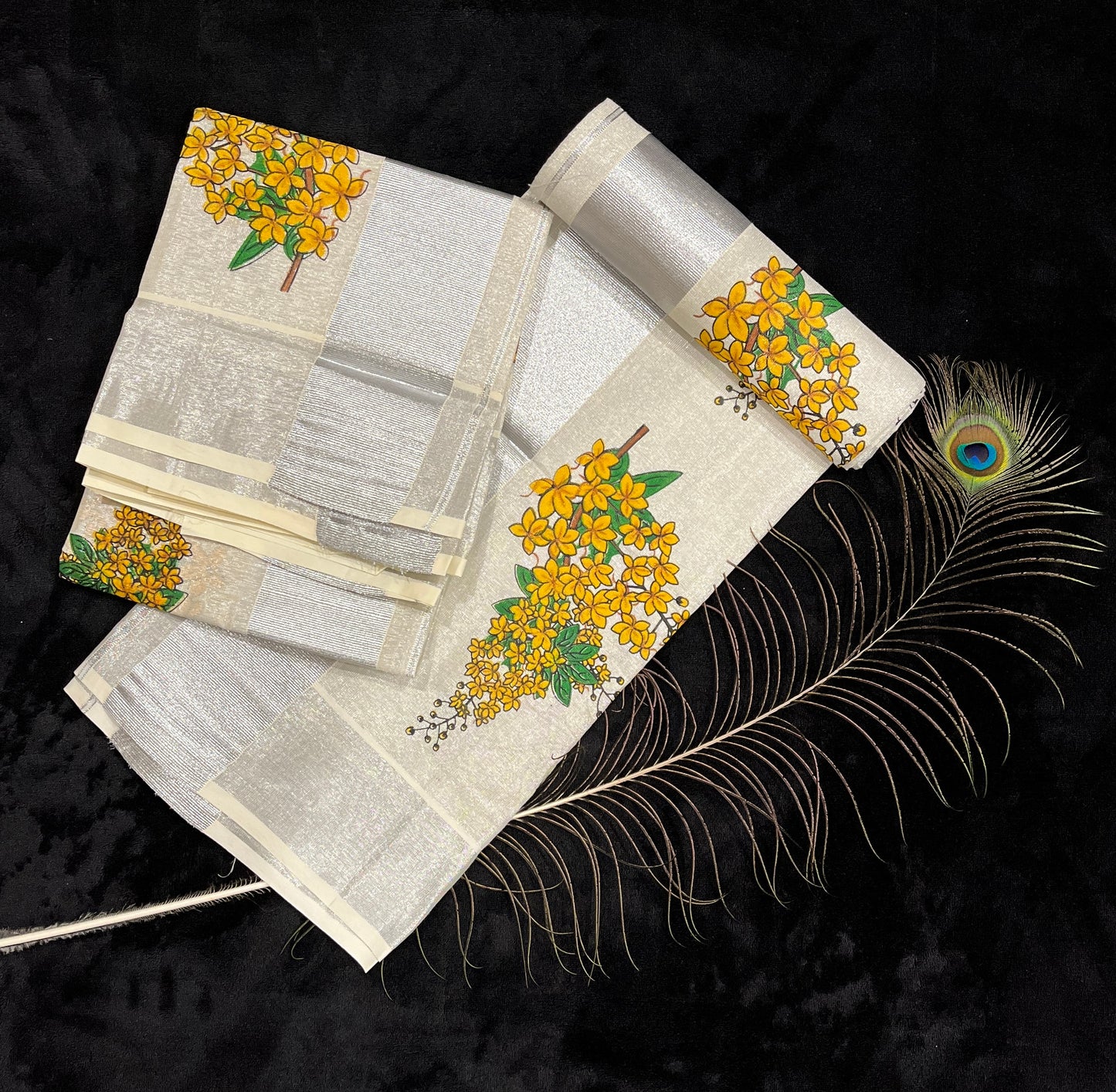 Set Mundu - Silver Kasavu