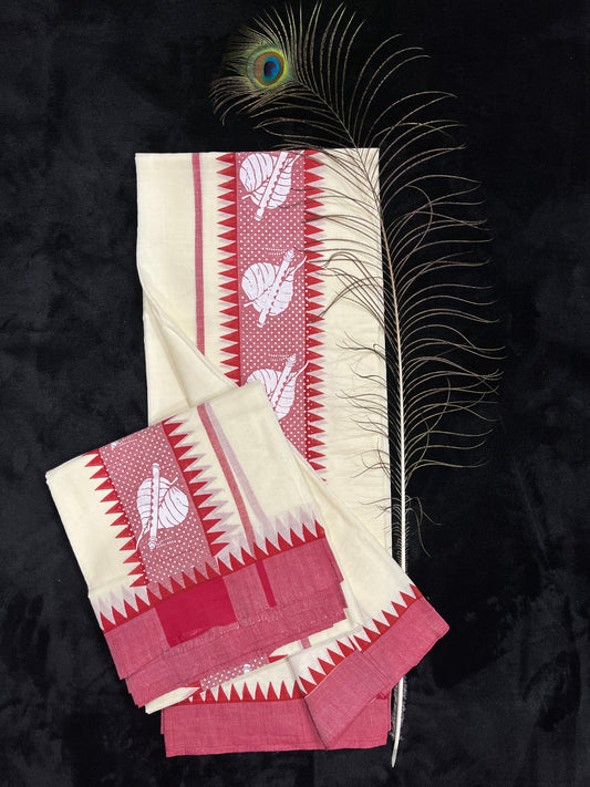 Set Mundu - Red Border