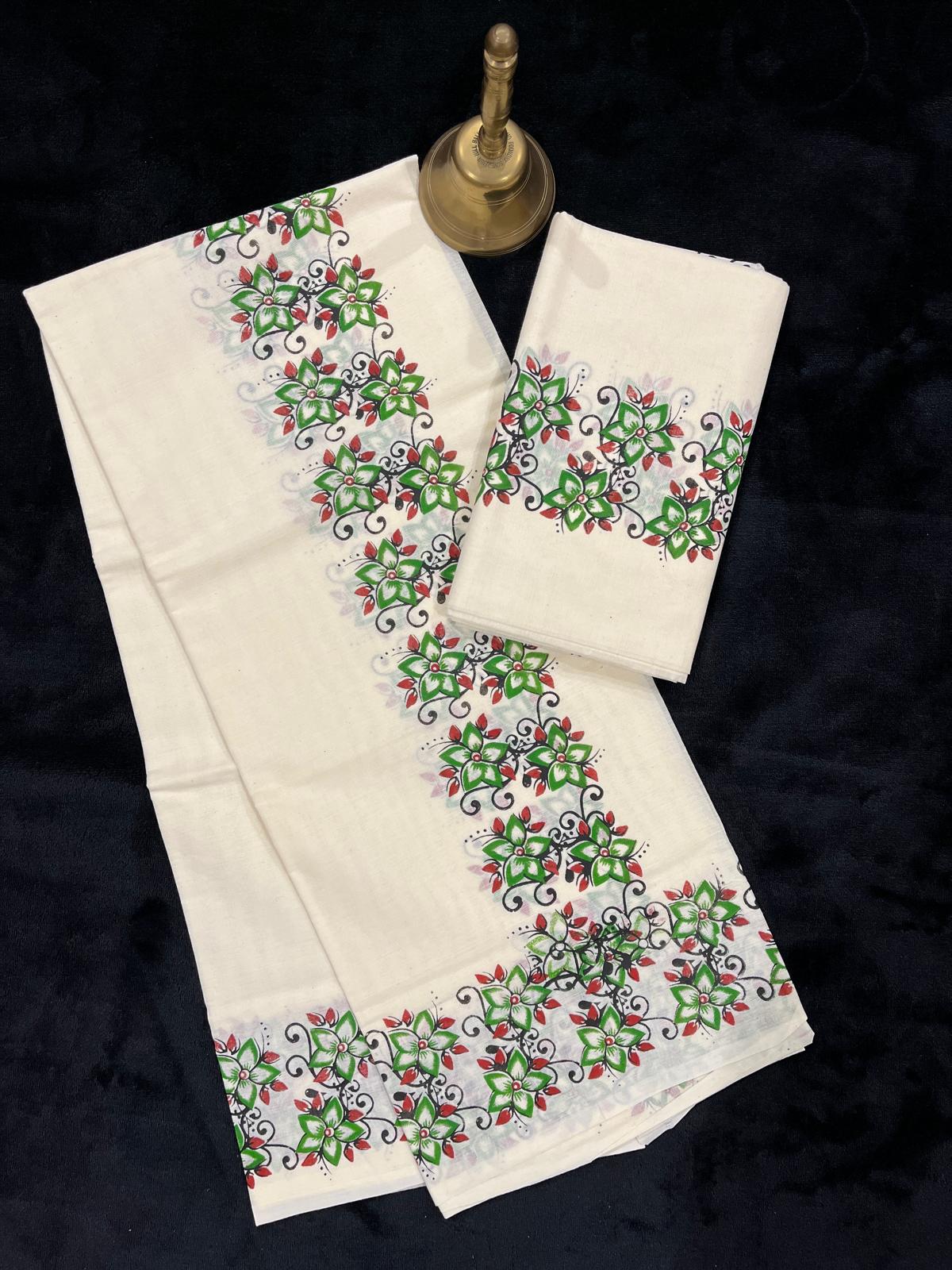 Set Mundu - Floral Border