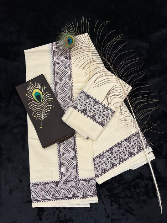 Set Mundu - Coffee Brown Border