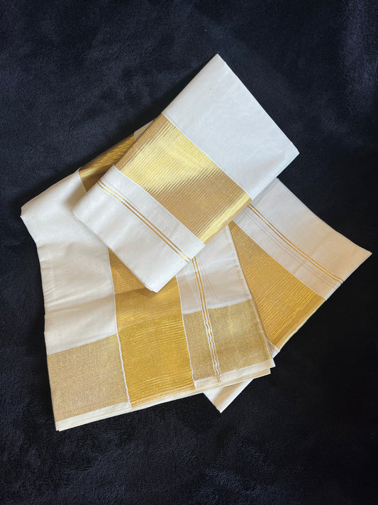 Set Mundu - Gold Kasavu (Cotton)