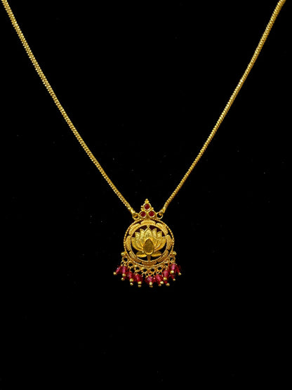 Lotus Pendant Chain - Ruby