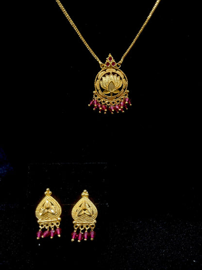 Lotus Pendant Chain - Ruby