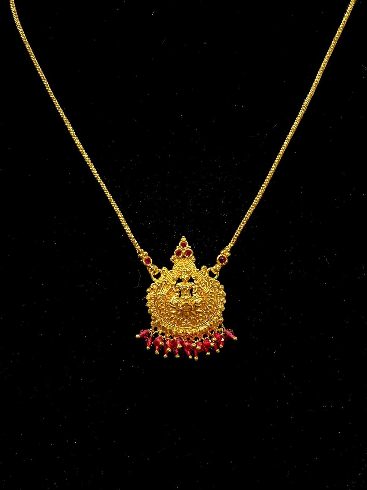 Lakshmi Pendant Chain - Ruby