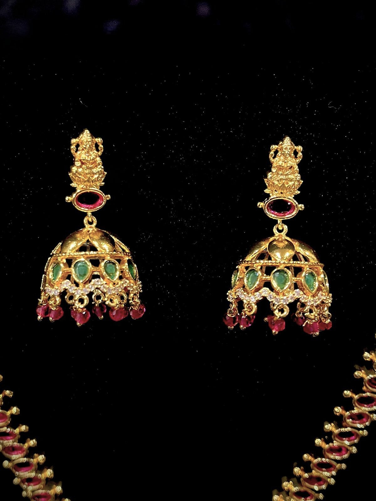 Lakshmi Pendant Maala Set - Ruby & Emerald