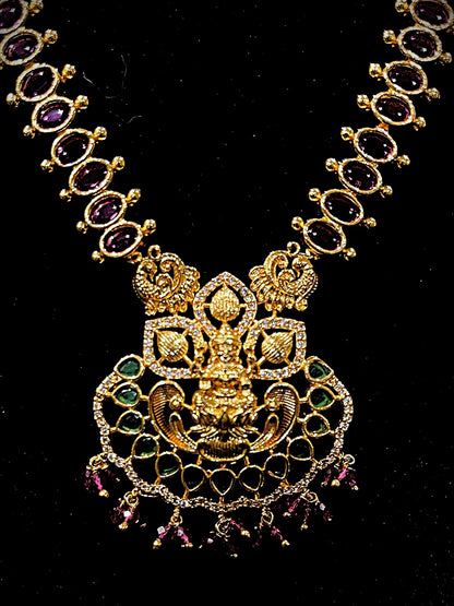 Lakshmi Pendant Maala Set - Ruby & Emerald