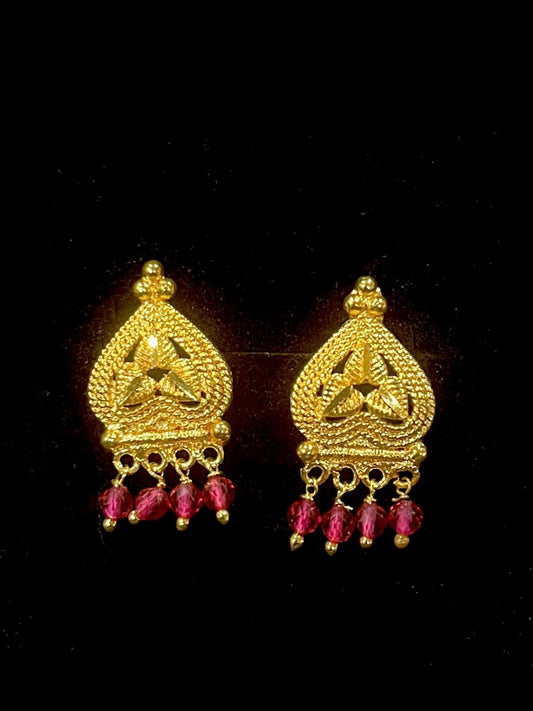 Gold Studs - Ruby