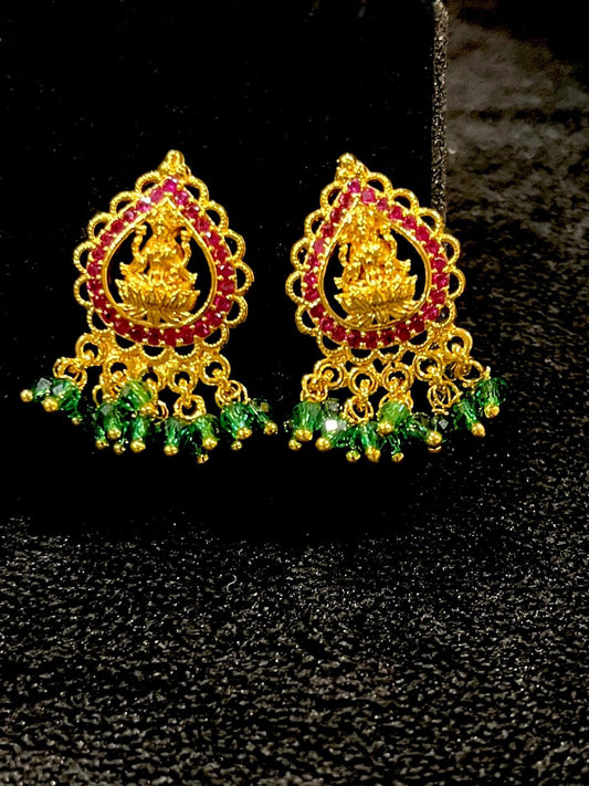 Lakshmi Studs - Ruby & Emerald