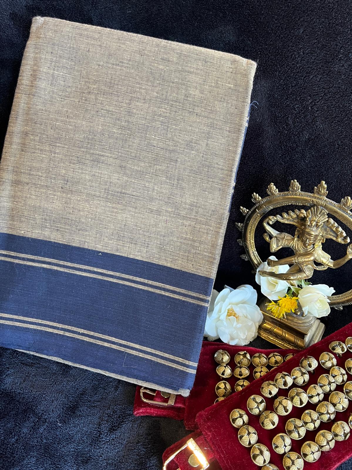 Dance Practice Saree - Navy blue & Beige Double Shade