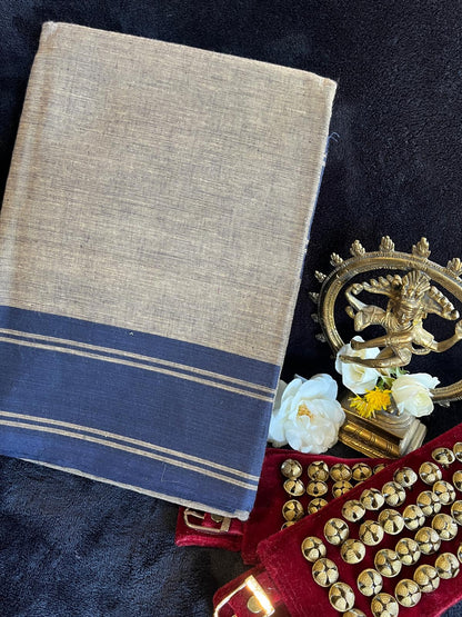 Dance Practice Saree - Navy blue & Beige Double Shade