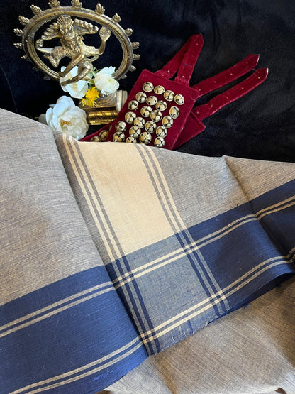 Dance Practice Saree - Navy blue & Beige Double Shade