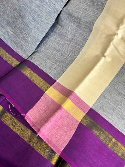 Dance Practice Saree - Indigo Blue & Yellow Double Shade