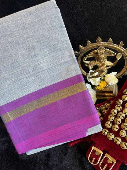 Dance Practice Saree - Indigo Blue & Yellow Double Shade