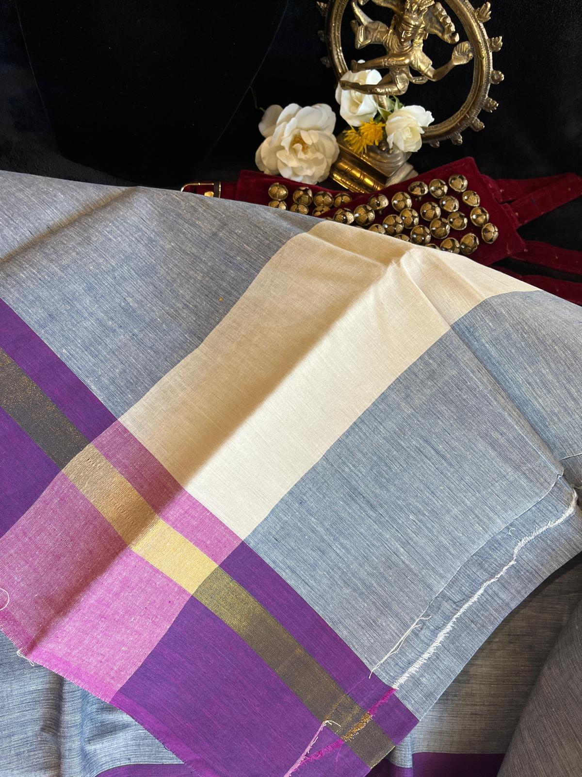 Dance Practice Saree - Indigo Blue & Yellow Double Shade
