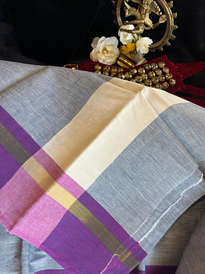 Dance Practice Saree - Indigo Blue & Yellow Double Shade