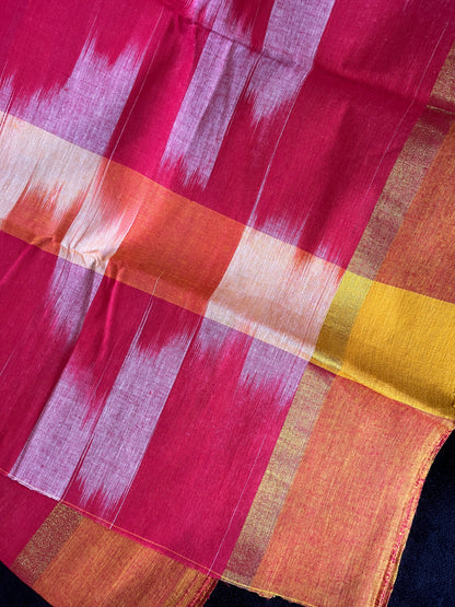 Dance Practice Saree - Red Ikkat/Pochampalli