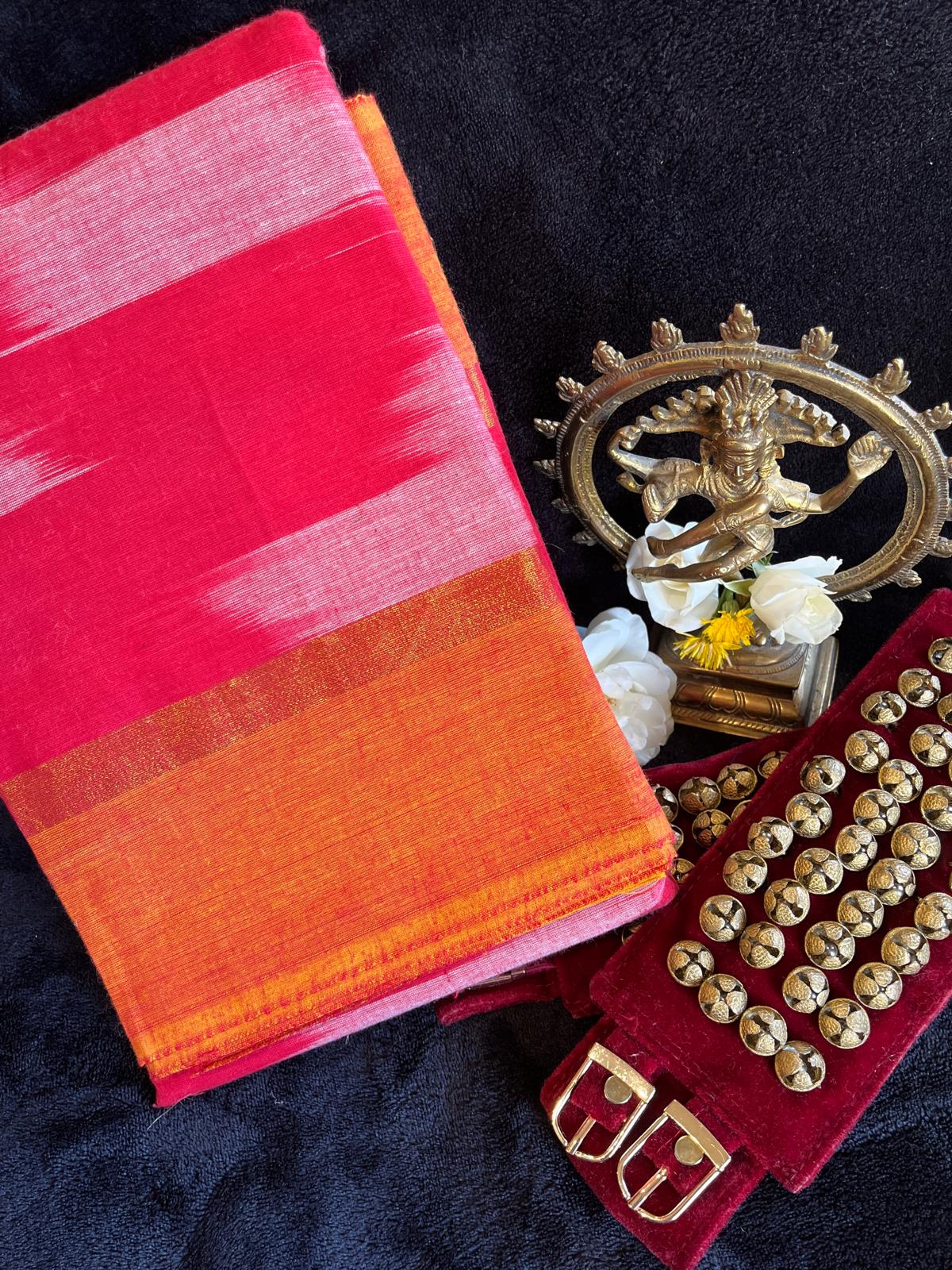 Dance Practice Saree - Red Ikkat/Pochampalli