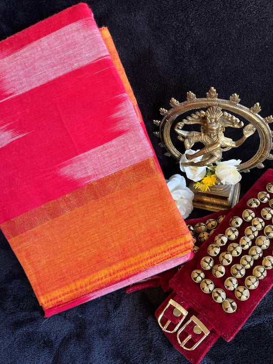 Dance Practice Saree - Red Ikkat/Pochampalli