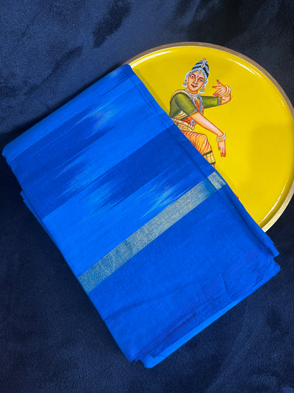 Dance Practice Saree - Blue Ikkat/Pochampalli