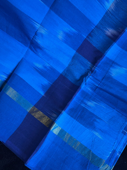 Dance Practice Saree - Blue Ikkat/Pochampalli