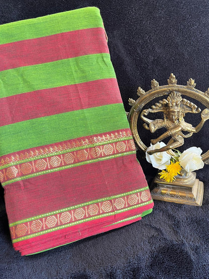 Dance Practice Saree - Green & Maroon stripes