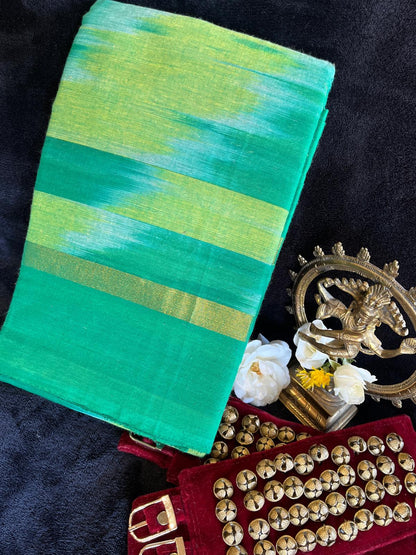 Dance Practice Saree - Green Ikkat