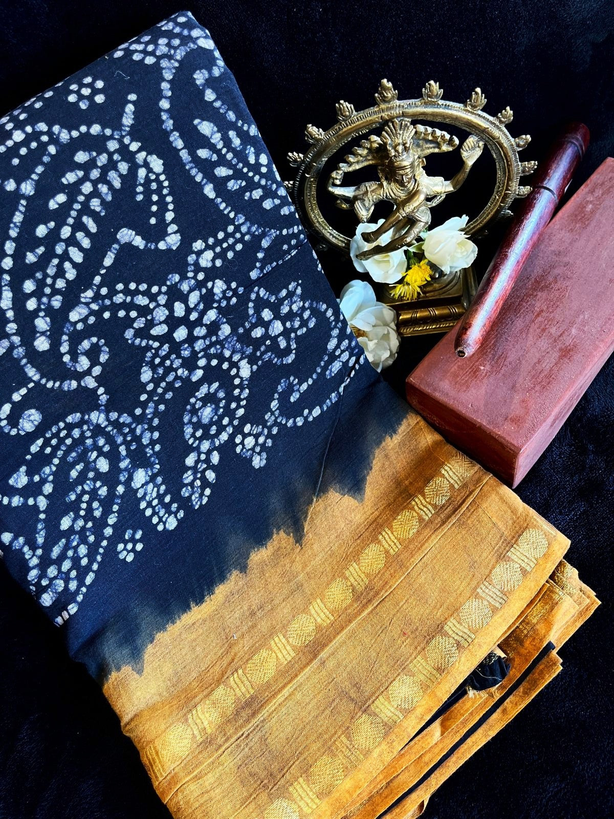 Dance Practice Saree - Black Bandhani (with blouse)